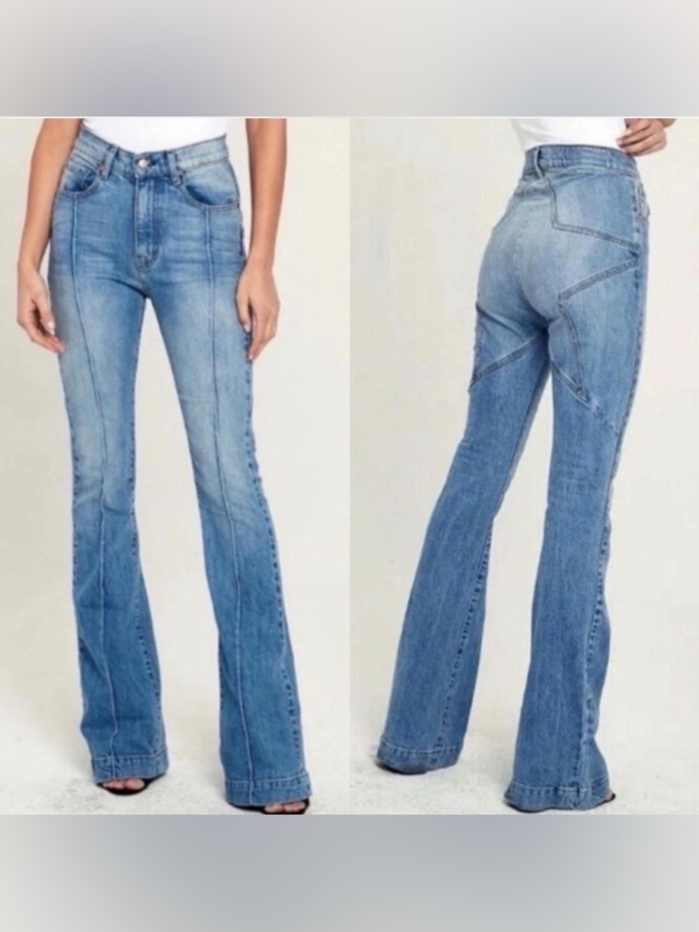 REVICE Light Blue Flare Jeans with Front Seams